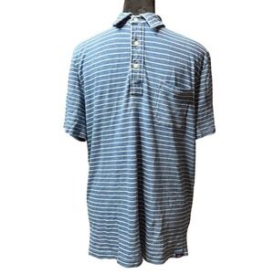 Faherty Pocket Polo Mens Medium Indigo Dyed Slub Cotton Short Sleeve